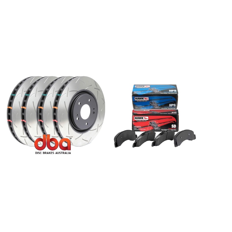 Perfect upgrade front & rear brake combo kit for Toyota LANDCRUISER 80 series (DBA + HAWK)