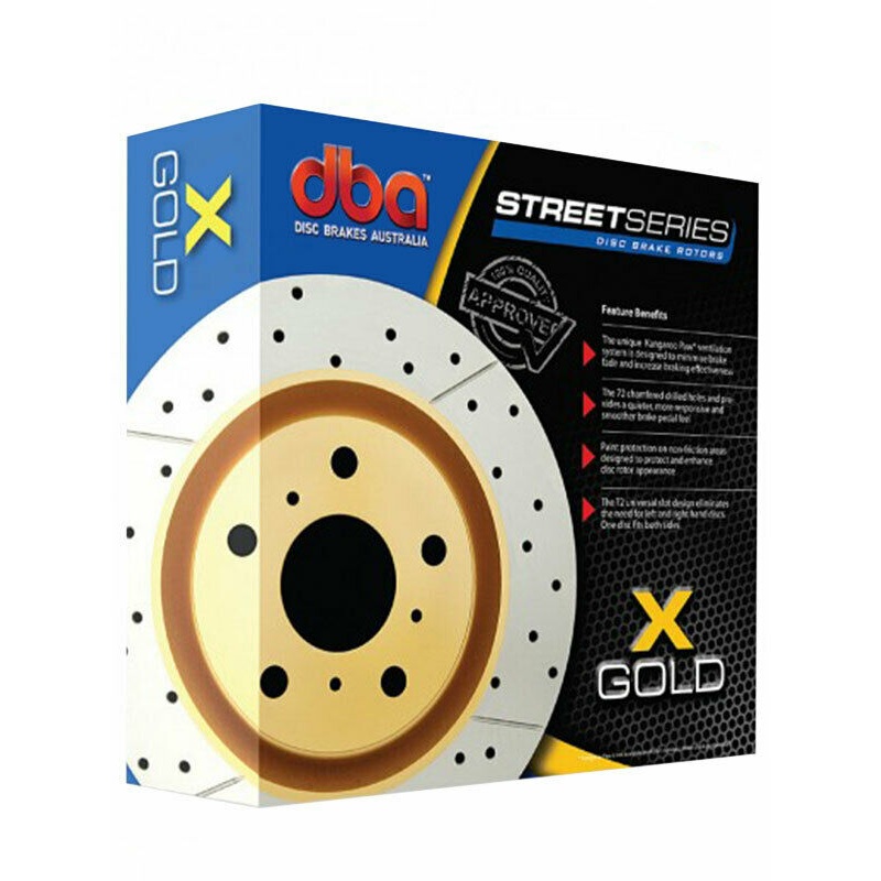 2 x DBA X-Gold Cross-Drilled Slotted Rotor FOR TOYOTA KLUGER _MCU2_ (DBA2703X)