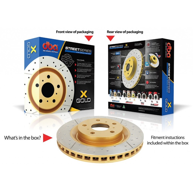DBA ROTOR PAIR Street Gold Cross-drilled/slotted DBA702X
