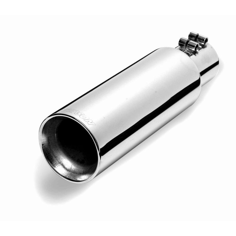 Gibson Round Dual Wall Angle-Cut Tip - 3in OD/2.5in Inlet/8in Length - Stainless