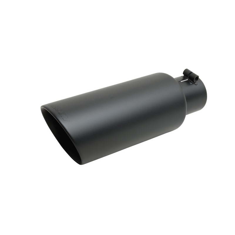 Gibson Round Dual Wall Angle-Cut Tip - 4in OD/2.5in Inlet/8in Length - Black Ceramic