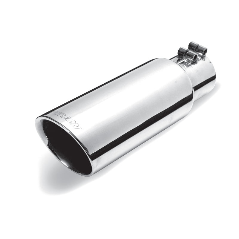 Gibson Round Dual Wall Angle-Cut Tip - 4in OD/2.5in Inlet/8in Length - Stainless