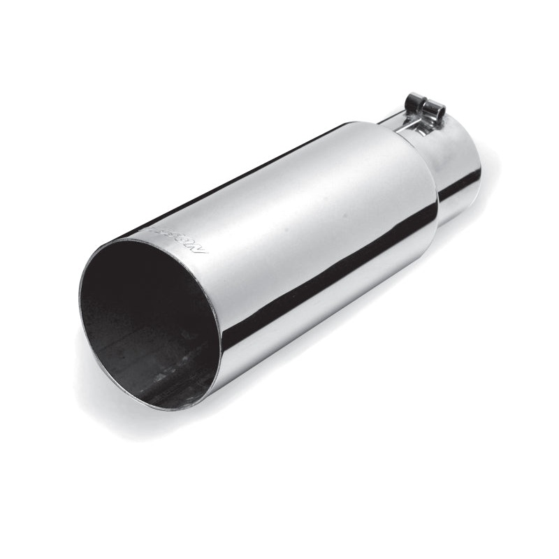 Gibson Round Single Wall Straight-Cut Tip - 3.5in OD/2.5in Inlet/12in Length - Stainless