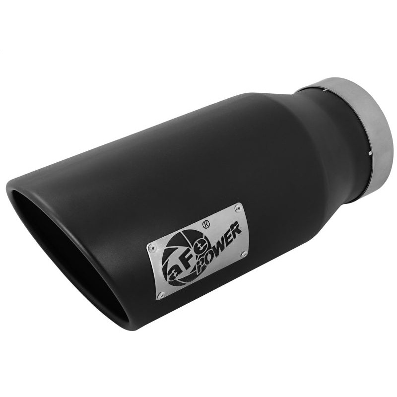 aFe POWER MACH Force-Xp 5in 304 Stainless Steel Exhaust Tip 5In x 7Out x15Lin Bolt-On Right-Blk