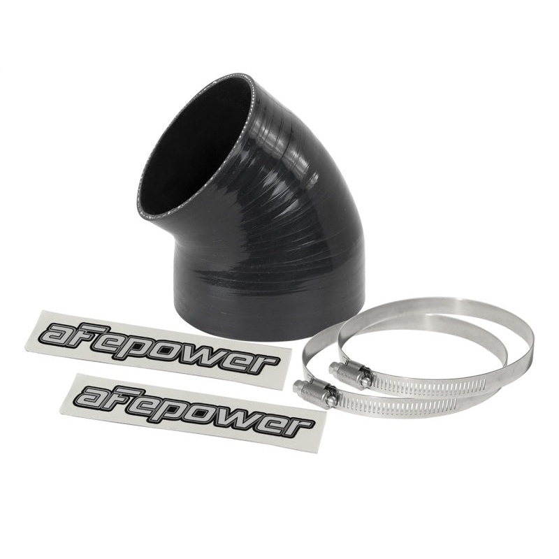 aFe Magnum FORCE CAI Univ. Silicone (4.125in to 3.5in ID / 49 Deg.) Elbow Reducing Coupler - Black