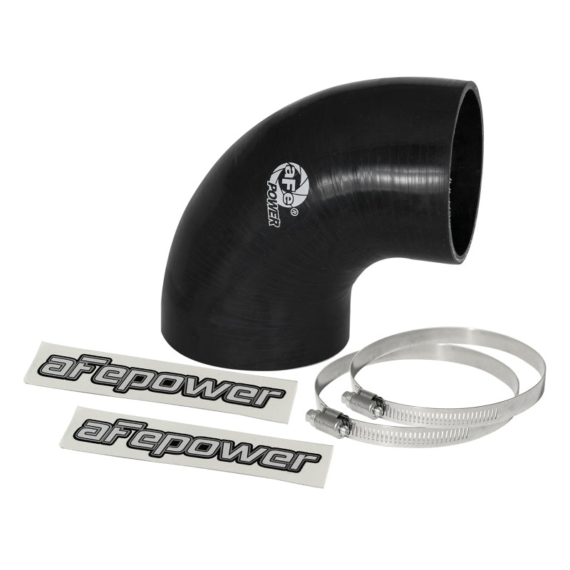 aFe Magnum FORCE CAI Univ. Silicone Reducing Coupler (4in. to 3.5in. ID) 90Deg. Elbow - Black