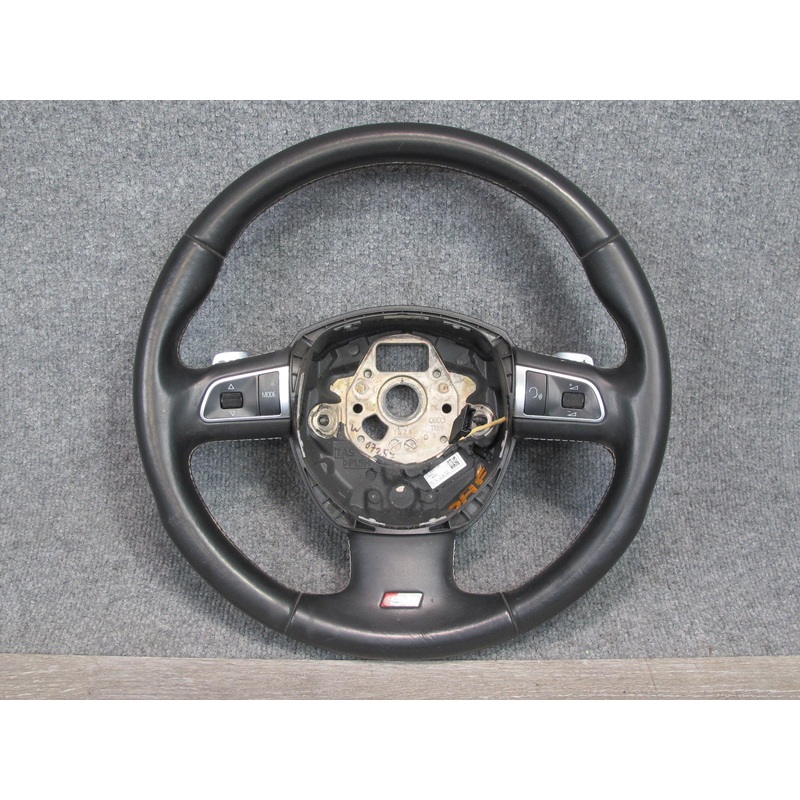 09-12 Audi B8 S4 A4 3-SPOKE S-line Sport Leather Steering Wheel Black OEM