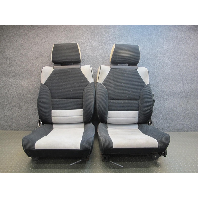 85-89 Toyota MR2 AW15 Set of 2 Front Left & Right Velour Seat Black Gray OEM