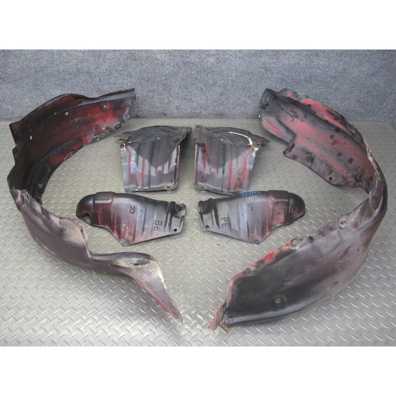 85-89 Toyota MR2 Left Right Radiator Headlight Fender Liner Shield Cover Set OEM