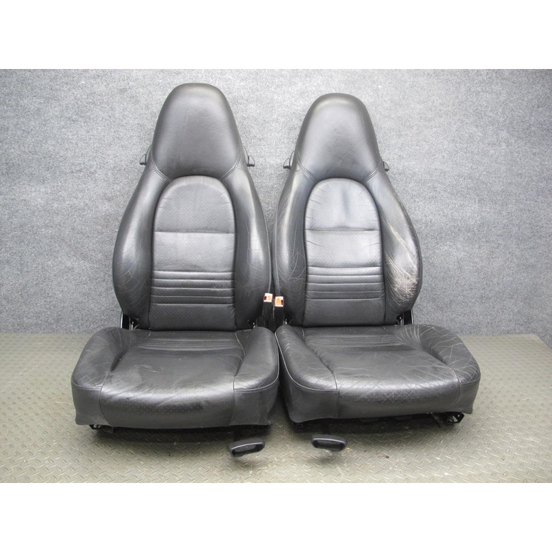2001-2004 Porsche Boxster 986 Front Left & Right Side Leather Seat Black Set