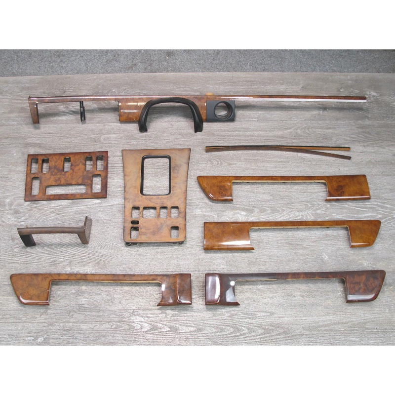 86-91 Mercedes W126 Set of 9 Interior Dash Console Wood Trim Bezel Panel OEM