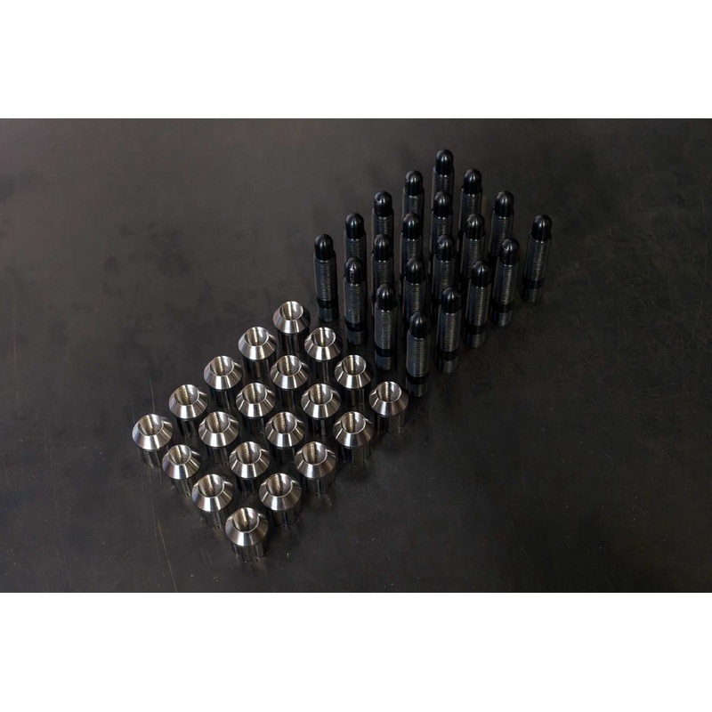 RSS M14x1.5 Wheel stud and raw titanium nut conversion kit with 82mm length