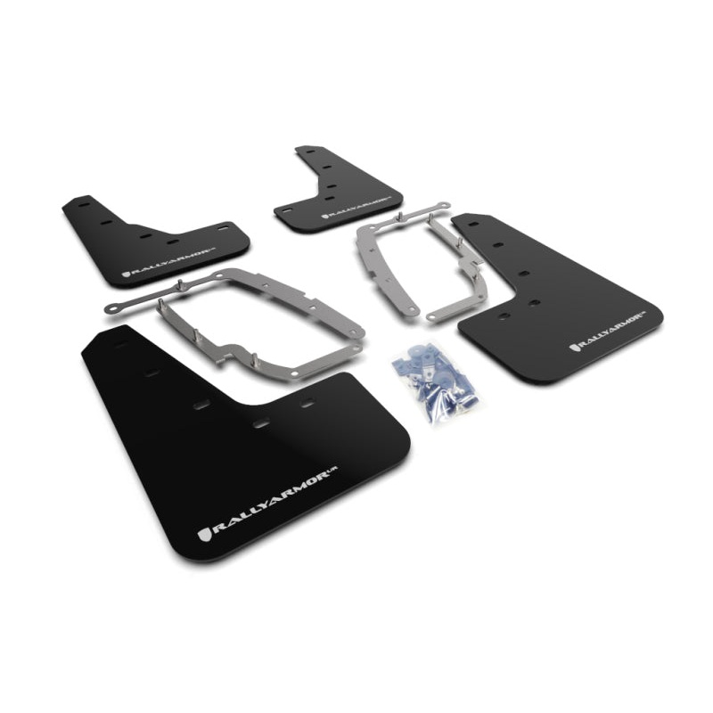 Rally Armor 17-23 Tesla Model 3 Black UR Mud Flap w/White Logo