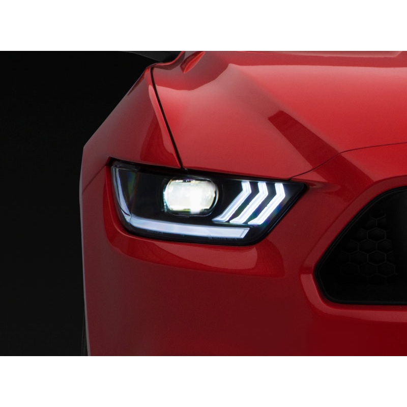 Raxiom 15-17 Ford Mustang Projector Headlights OEM HID Bulbs- Black Housing (Clear Lens)