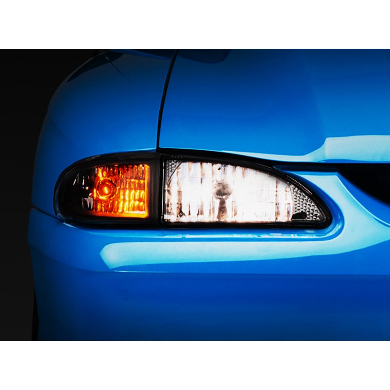 Raxiom 94-98 Mustang Axial Series Cobra Style Headlights- Black Housing (Clear Lens)