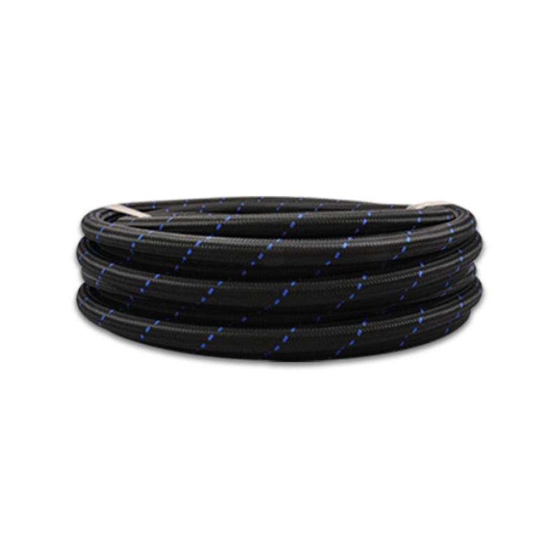 Vibrant -8 AN Two-Tone Black/Blue Nylon Braided Flex Hose (10 foot roll)