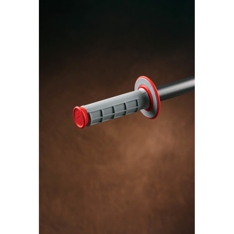 Renthal MX Dual Compound Grips 1/2 Waffle - Grey/ Red