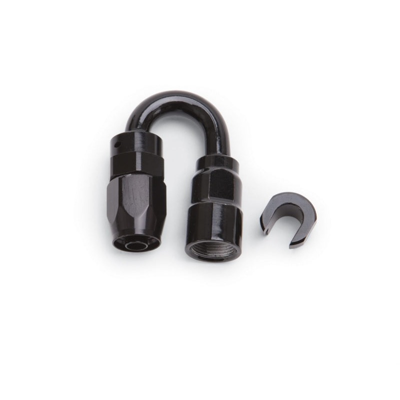 Russell Performance 3/8in SAE Quick Disc Female to -6 Hose Black 180 Degree Hose End