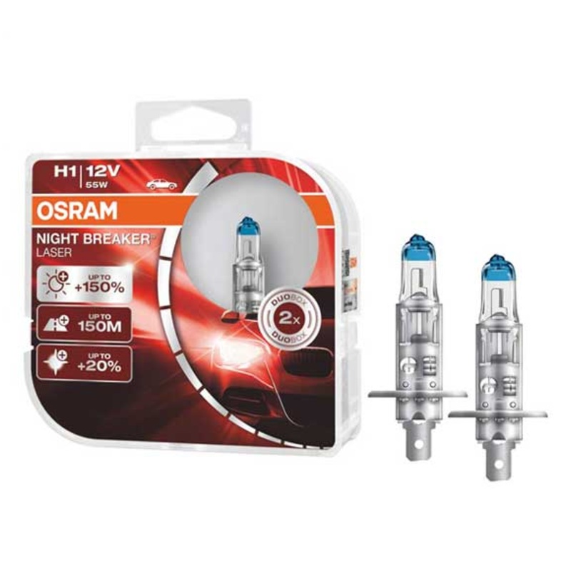 OSRAM NIGHT BREAKER LASER H1, 55W Car Halogen Headlamp (SET-2PCS) 12V 64150NL-HCB