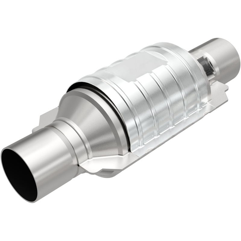 MagnaFlow Conv Univ 2in In/Out Ctr/Ctr Round 9in Body L x 5.125in W x 13in Overall L Single O2 Port (51234)